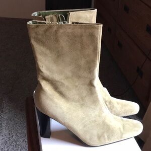 Women's Light Olive Green Suede Ankle Boots